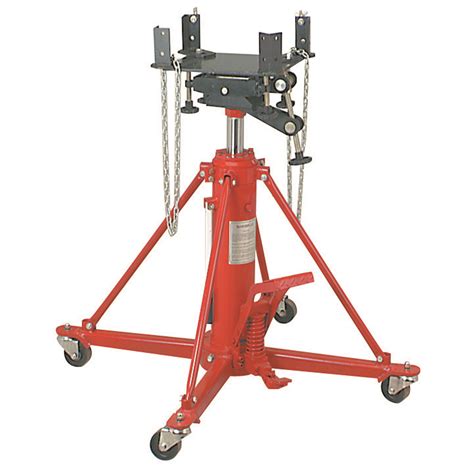 Most tranny jacks are either converted 3 ton floor jacks that arc and can be a PITA to work with, or are uber-expensive 500 jacks that are still not much better and have silly chainhooks rather than a nylon strap. . Harbor freight transmission jack